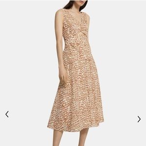 Theory Cutout MIDI Dress in Red Multicolor Sz 12